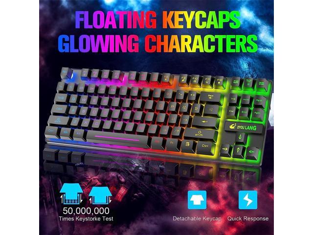 Wireless Gaming Keyboard And Mouse Combo With 87 Key Rainbow Led Backlight Rechargeable 3800mah 1712