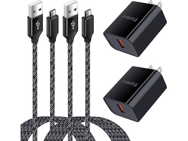 Black/UL Certified Professional 33W QC 3.0 Works for Samsung Galaxy S10 Quick Adaptive Fast Charge 3.0 with Folding Blade Plus Both MicroUSB/Type-C Cables