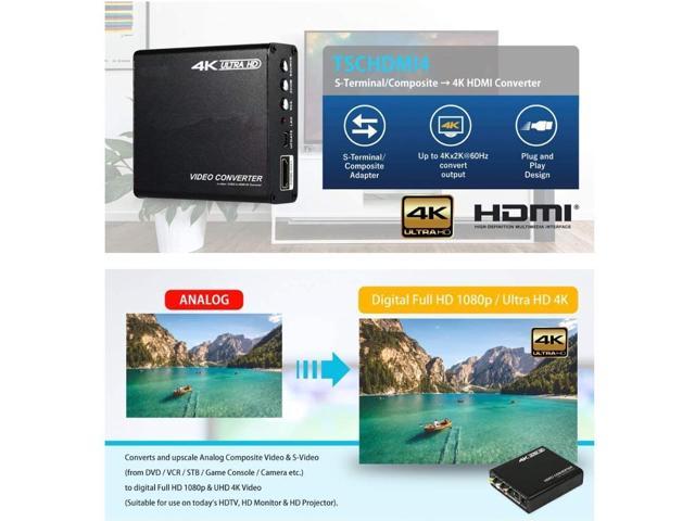 UHD 4k Composite S-video RCA AV to HDMI Converter Upscaler 1080p HDTV Adapter for sale online 