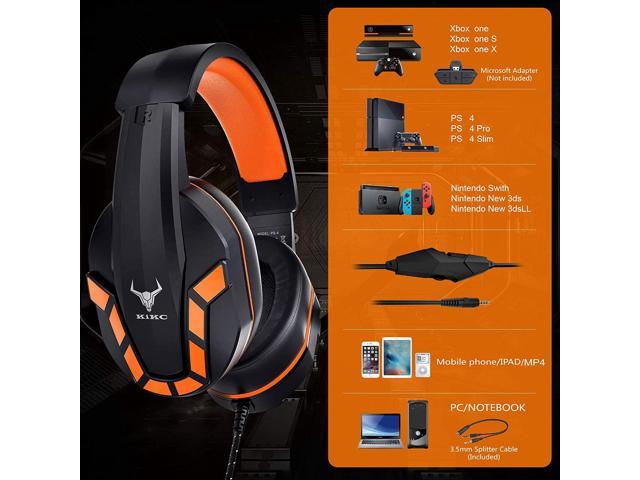 Kikc PS4 Gaming Headset with Mic for Xbox One, PS5, PC, Mobile Phone and  Notebook, Controllable Volume Gaming Headphones with Soft Earmuffs for Kid