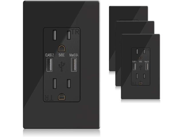 2 PACKS Dual USB Port Wall Socket Charger AC Power Receptacle Outlet Plate Panel 