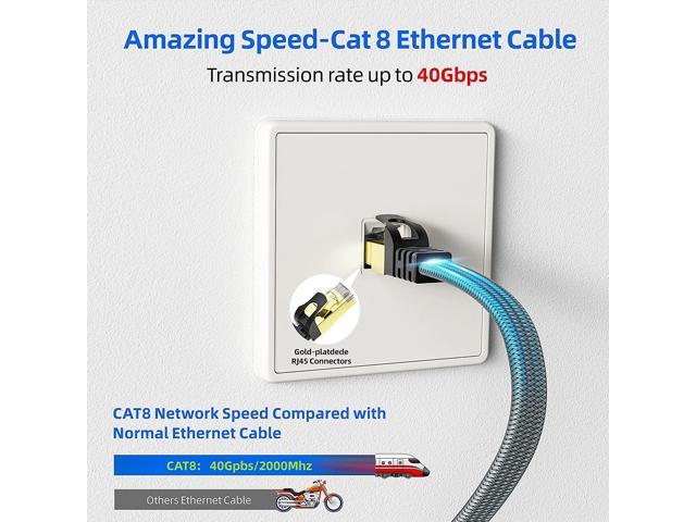 Cat 8 Ethernet Cable,3FT Yurnero Gigabit High Speed Cat8 Network Cable 40Gbps/2000Mhz RJ45 Connector Ethernet Cord with Gold Plated SFTP LAN Cable for Gaming/Ethernet Switch/Modem/Router/Xbox 