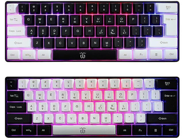 Snpurdiri 60% Wired Gaming Keyboard True RGB Mechanical Feeling  Ultra-Compact Mini Keyboard with Detachable Cable White and Black Color