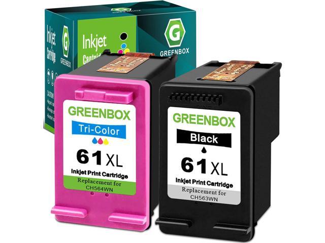 GREENBOX  Ink Cartridge 61 Replacement for HP 61XL 61 XL for HP Envy 4500 5530 5534 5535 Deskjet 1000 1056 1010 1510 1512 2540 3050 Officejet 2620 Printer Tray (1 Black 1 Tri-Color)