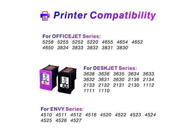 1 Black, 1 Color PFKink Remanufactured Ink Cartridge Replacement for HP 63 63XL Work with Envy 4520 4512 4516 Officejet 5252 3830 3833 4655 5255 Deskjet 1112 2130 3630 3634 Printer 