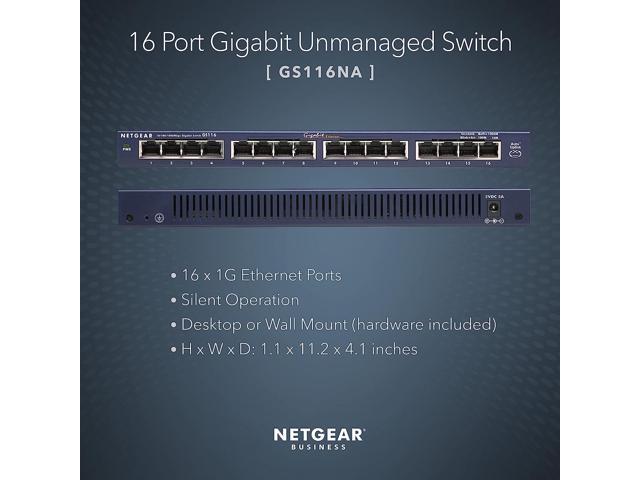 NETGEAR 16-Port Gigabit Ethernet Unmanaged Switch (GS116NA