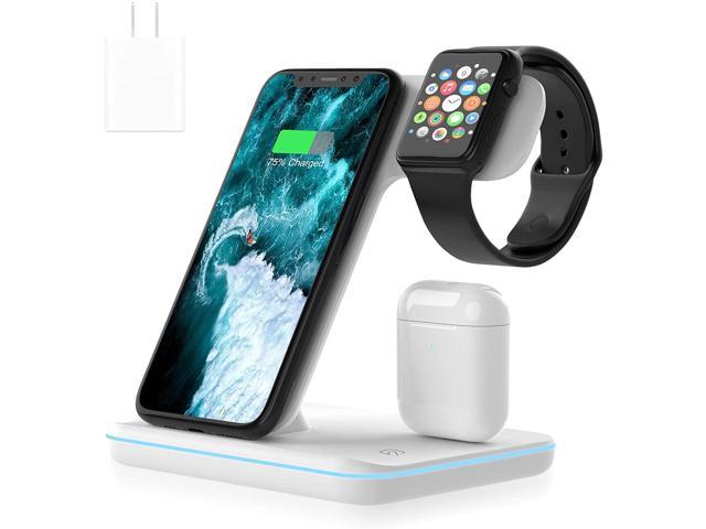 15W Fast Charger Apple iWatch Series 5/4/3/2/1 Wireless Charging Stand for iPhone 12/11/11pro/X/XS/XR/Xs Max/8/8 Plus/Samsung 3 in 1 Wireless Charger Qi Foldable Charger Station for AirPods