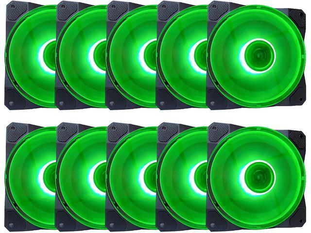 Apevia 120mm Green LED Case Fan 2-Pack - 4pin Molex & 3pin Motherboard Silent PC Cooling Fan