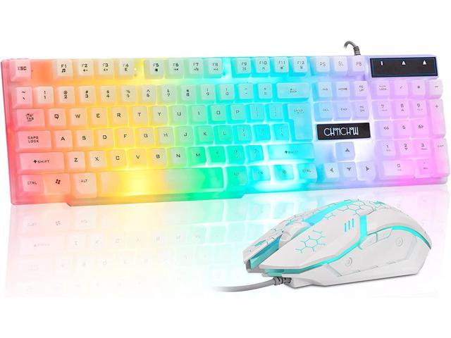 CHONCHOW LED Keyboard and Mouse Combo, 104 Keys Rainbow Backlit Keyboard and 7 Color RGB White Gaming Keyboard and Mouse Combo for PC Laptop Xbox PS4 Gamers and Work - Newegg.com
