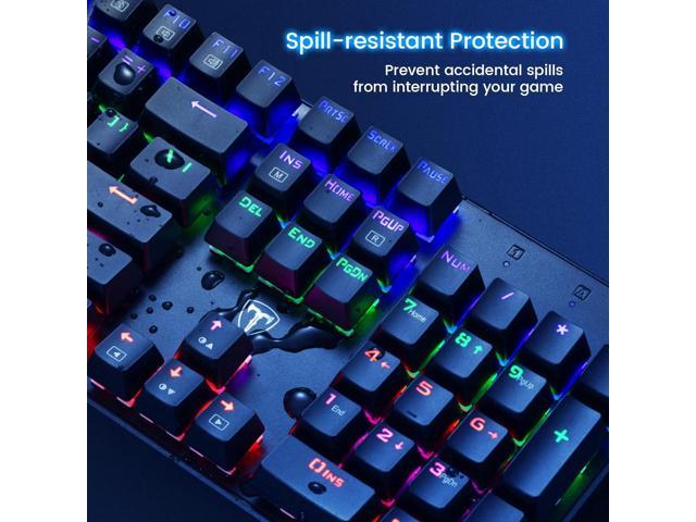 Mechanical Gaming Keyboard,RGB 104 Keys Ultra-Slim Rainbow LED