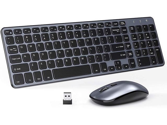 J JOYACCESS Wireless Keyboard and Mouse Combo-2.4G Portable,Full Size Keyboard and Mouse with Rechargeable Batteries,Ergonomic Black Quiet Click Sleek Design for Desk Top or Laptop- 