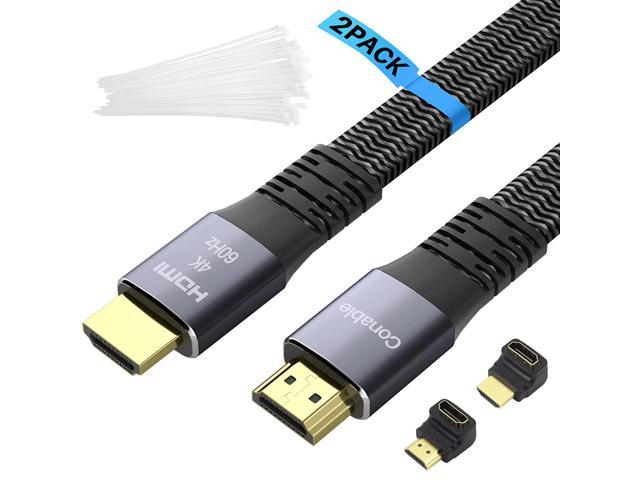 with Braided Cord 4K 60Hz, HDMI 2.0, HDCP 2.2, HDR, 18Gbps 2 Feet HDMI Cable 
