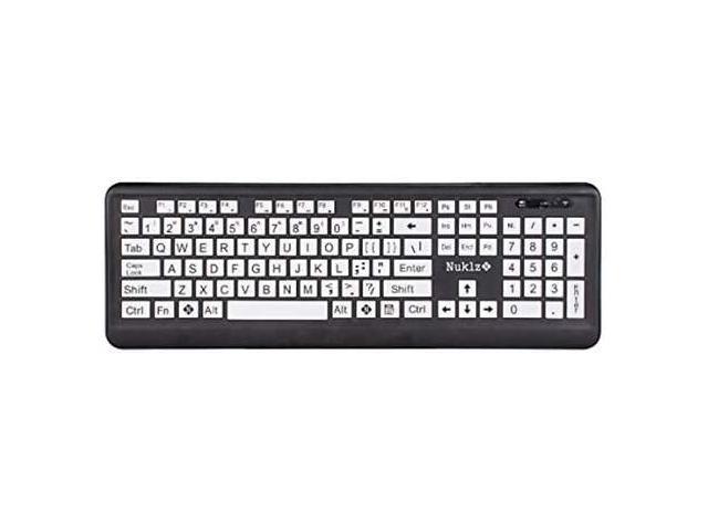 Nuklz N Large Print Computer Keyboard with White Keys & Black Letters for Visually Impaired 