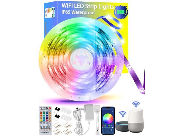 LED Lights Strip Works with Alexa,Google Home,IFTTT,WiFi Smart Phone Wireless Controller Simfonio Alexa LED Strip Lights RGB LED Light Strip 5m Waterproof 5050 150Leds with Remote and UK Adapter 