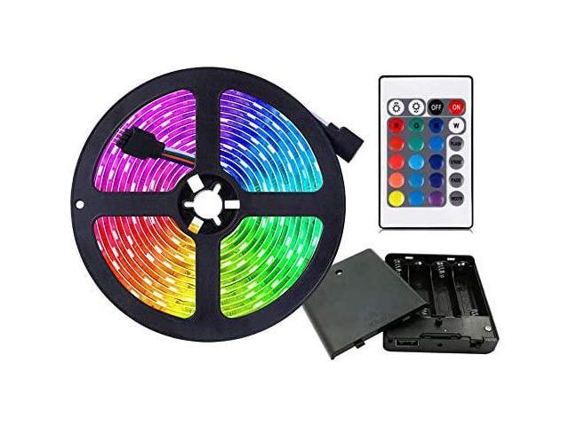 3m RGB LED Strip Lights Battery Powered Flexible RGB LED Strip Lights Rope Lights Waterproofwith Battery Power Supply Box and 24 Keys Remote Controller 