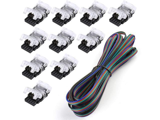 3pin 10mm Strip to Strip 3 Pin 10mm LED Connector Dual Color Waterproof Strip to Wire or Strip to Strip Quick Connection LED Strip Lights 