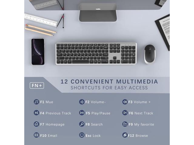 Techground Wireless Keyboard And Mouse Combo Ghz Ultra Thin Full Size Wireless Keyboard