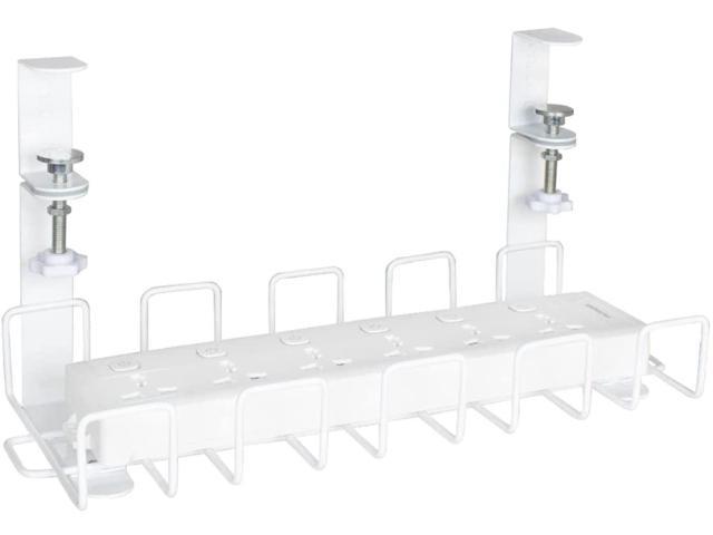 No Drill Cable Management for Glass Desk Perfect Standing Desk Cable Management Rack Under Desk Cable Management Tray Under Desk Cable Organizer for Wire Management White Wire Tray - Single 17'' 