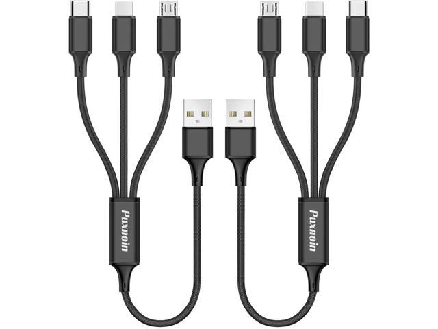 3 in 1 Charging Cable Multiple USB Cord Nylon Braided Charger for IP/Type-C/Micro-USB Compatible with Most Cell Phones/Tablets/Samsung Galaxy/and More Multi Charging Cable, 2Pack 4FT 