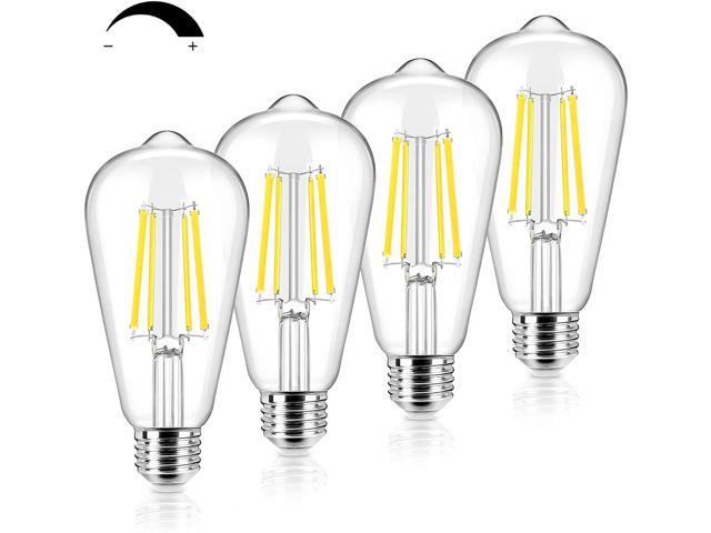 Vintage LED Edison Bulb,12W Filament Light Bulb E26 Base Pack of 4. ST64 Vintage LED Bulbs 3000K Soft White 1200LM Clear Glass 100W Incandescent Equivalent