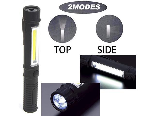 COB LED Pocket Pen Light Inspection Work Light Magnetic Torch Flashlight W/ Clip 