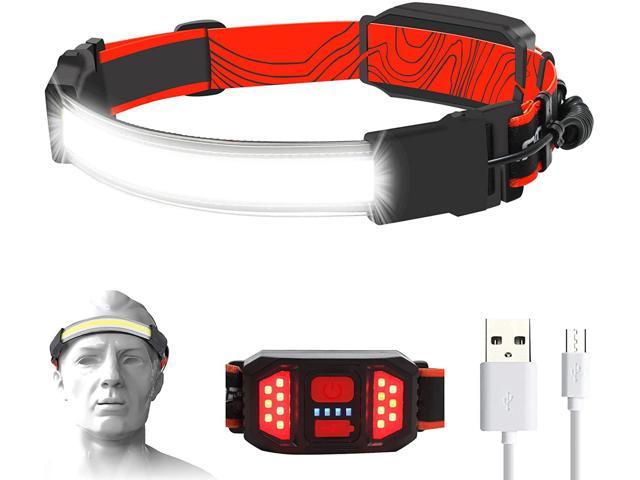 Fishing and Outdoor Running USB Rechargeable headlamps with inductive 230 ° Lighting from All perspectives,3 Modes Flashlight for Camping Light Beam LED Head lamp