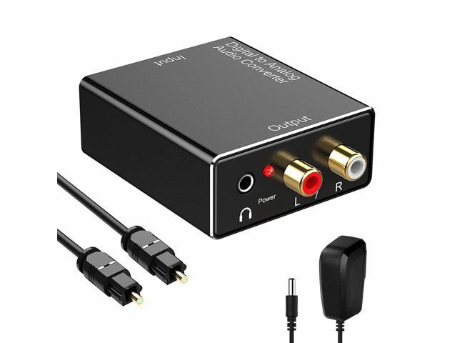 192kHz Digital to Analog Audio Converter- Aluminum Optical to RCA with Optical Cable &Power Adapter Digital SPDIF TOSLINK to Stereo L/R and 3.5mm Jack DAC Converter for PS4 Xbox HDTV DVD Headphone