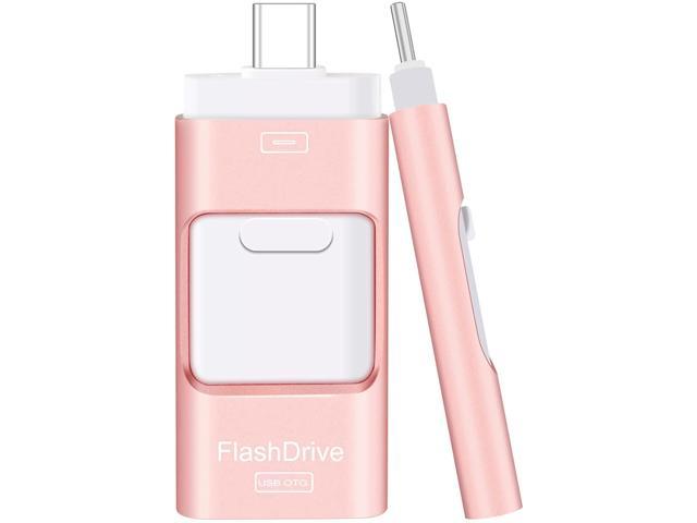 Photo Stick External Storage Thumb Drive for iPhone iPad Android Computer 4 in 1 USB Type C Memory Stick Rose Pink Flash Drive for iPhone 256GB 