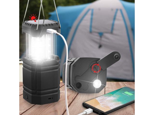 Hand Cranked Retro Hanging Camping Light Tents Lamp Solar Power USB Rechargeable 
