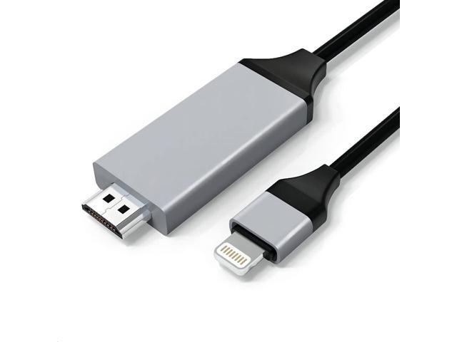 Lightning to HDMI Adapter Cable, iPhone to HDMI Adapter for TV Monitor Projector HD 2K@60HZ iPad to hdmi Digital AV Adapter Sync Screen Cord 6.6FT Apple MFi Certified 
