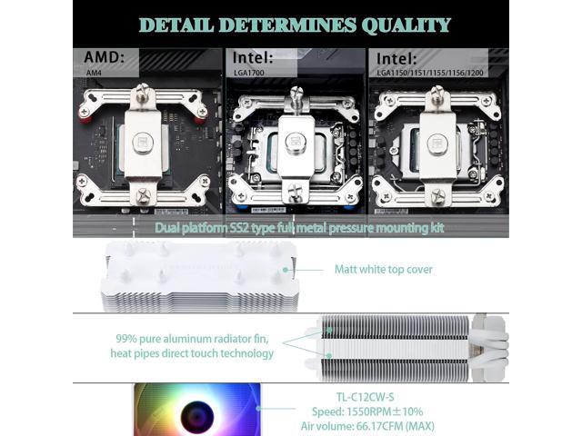 para AMD AM4/Intel LGA 1700/1150/1151/1200 4 tubos de calor TL-C12C-S PWM Quiet Fan CPU Cooler con rodamiento S-FDB AX120 SE ARGB Thermalright AssassinX120 SE ARGB CPU Air Cooler 