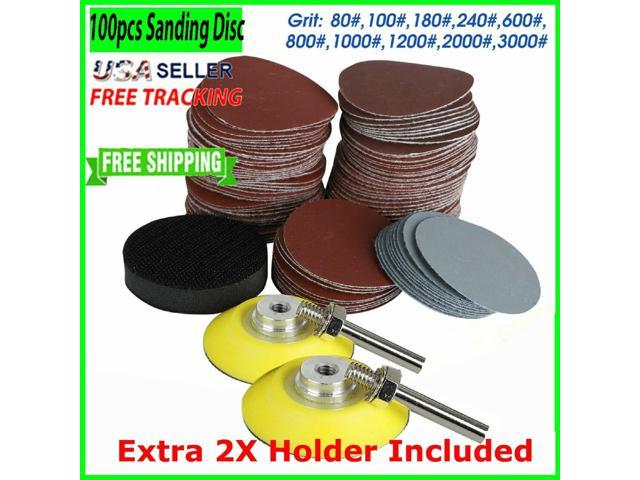203PCS 2" Sanding Disc Sand Paper Hook Loop Sander+Backer Pad+M6 Drill Adapter 