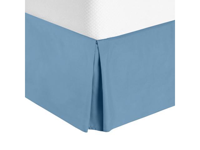 Hotel Luxury Pleated Tailored Bed Skirt Twin-Blue Heaven 14” Drop Dust Ruffle 