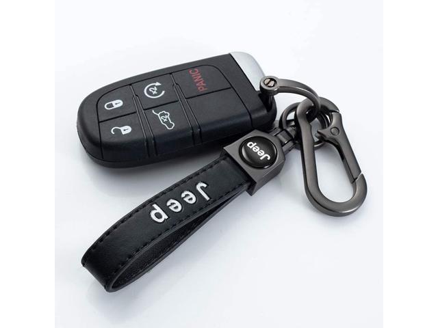 Black Genuine Leather Key Chain Suit for Jeep Car Key Fob Key Chain Keychain Jeep Wrangler Compass Cherokee Renegade Patriot Grand Commander ¡ê?Business Gift Birthday Present