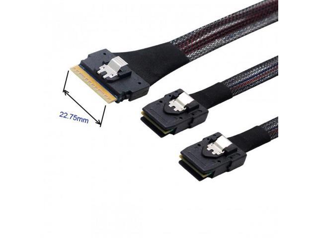 Cable PCI-E Ultraport Slimline SAS 4.0 - 40 Cm, Conector SFF-8654 74pin A Dual SFF-8611, Para Servidores Y Estaciones De Trabajo