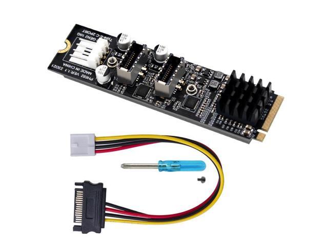 Dual Type-E USB 3.1 Front Panel Adapter - Converts NVME M-Key To USB 3.1 Headers For Motherboards
