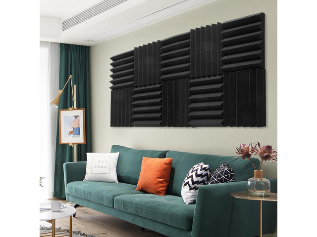 48 Pack 2" x 12" x 12" Black Acoustic Foam Panel Studio Wedge Tiles ...