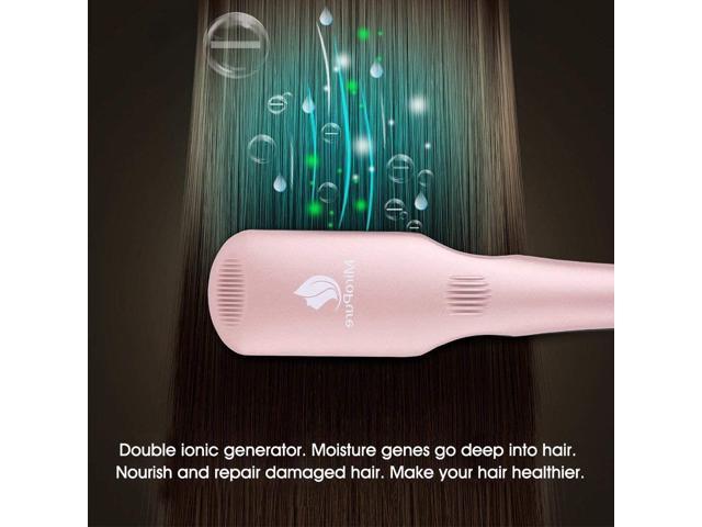 Enhanced Hair Straightener Heat Brush by MiroPure, 2-in-1 Ceramic Ionic ...