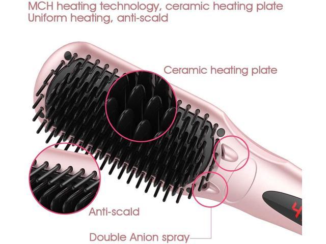 Enhanced Hair Straightener Heat Brush by MiroPure, 2-in-1 Ceramic Ionic ...