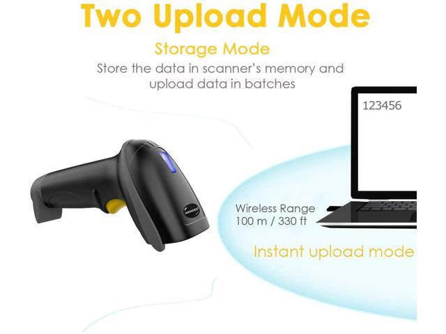 NADAMOO Wireless Barcode Scanner 328 Feet Transmission Distance USB  Cordless 1D Laser Automatic Barcode Reader Handhold Bar Code Scanner with  USB