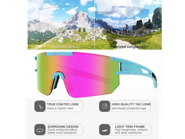 Red Chezaa Outdoor Polarized Professional Sunglasses New Fashion Casual Sports Eyewear UV Blocking Protection Lens Glasses Classic Designer Style for Men Women Cycling Driving Activities 