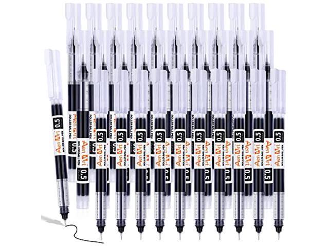 Black Quick-Drying Ink 12 Count 0.5mm Rollerball Pens Fine Point 12 Pieces Rolling Ball Pens 