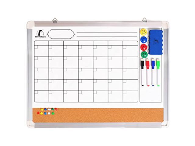 Whiteboard Monthly Wall Calendar Set - 24 X 18 Inch Magnetic Dry Erase/Cork  Board Planner With 1 Eraser, 4 Dry Wipe Markers, 4 Magnets And 10 Thumb  Tacks - Small Hanging Framed White Bulletin Board - Newegg.com
