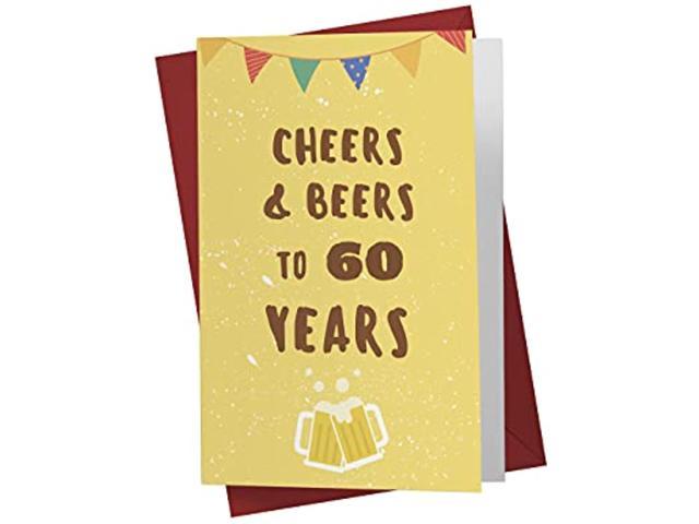 Funny 60Th Birthday Card Funny 60 Years Old Anniversary Card Happy 60Th  Birthday Card Beer 60Th Birthday Card With A Red Envelope 