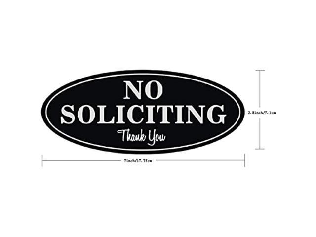 Medium - 2.8 x 7, Black with White Letters No Soliciting Sign Laser Engraved Sign 