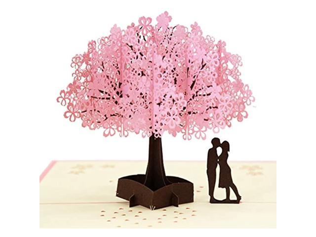 Valentines Day Card Pop up 3D Romantic Anniversary Pop-Up Pink Cherry Bloss 