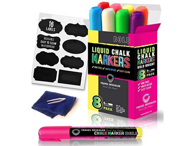 Liquid Chalk Markers For Dry Erase Boards Bold 6Mm Vibrant Color, Dry Erase  Marker Pens Reversible