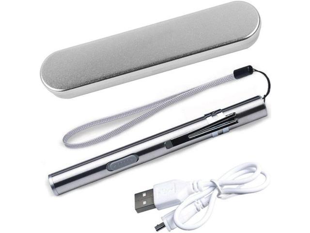 5" LED USB RECHARGEABLE MINI FLASHLIGHT Stainless Steel Pen Light 1000 Lumens 