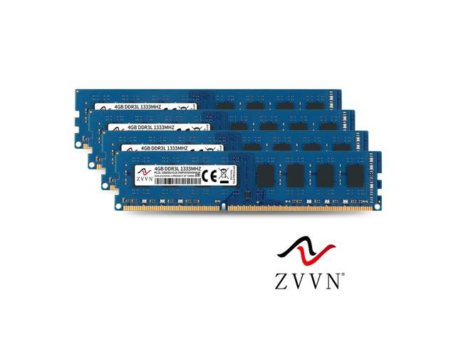 ZVVN 16GB Kit (4x 4GB) DDR3L 1333 (PC3L 10600) 240 Pin 1.35V DIMM PC RAM Desktop Computer Memory Blue Model 3U4L13C9ZV04-L