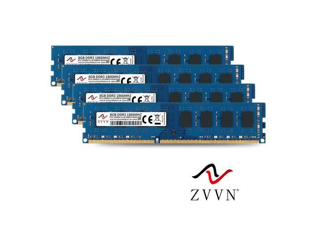 ZVVN 32GB Kit (4x 8GB) DDR3 1866 (PC3 14900) CL10 240Pin DIMM RAM Computer Desktop Memory Blue Model 3U8L18C10ZV04